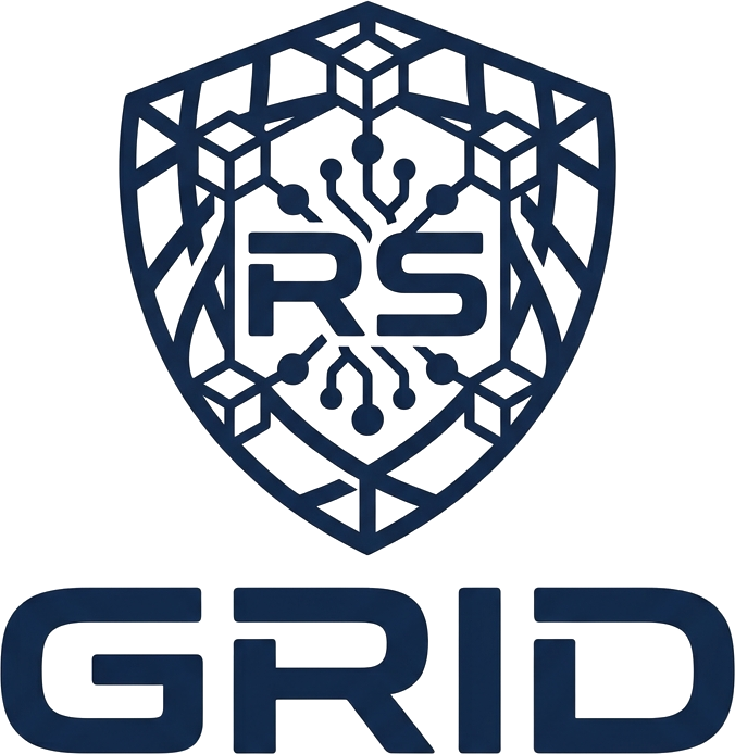 RS Grid — shield emblem with the letters R and S above the GRID wordmark